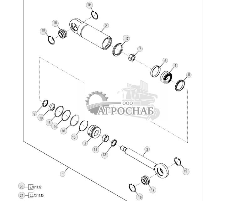Tilt Cylinder and Component Parts, Power Angle Tilt (PAT), Yellow - ST10771 525.jpg
